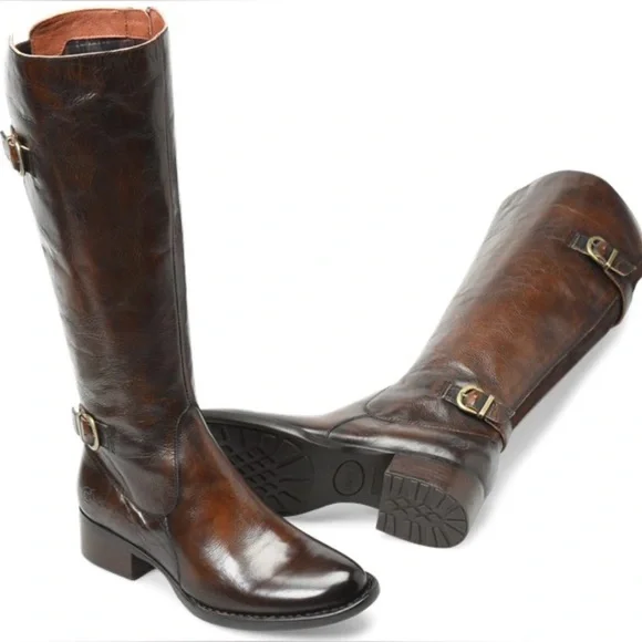 Born Gibb High Shaft Boots - Leather, Wide Calf (For Women) Size 7.5 - Picture 1 of 10